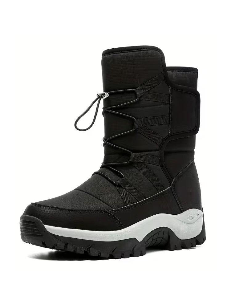 Men's Waterproof Winter Boots – Thermal Lined Snow Boots with Deep Tread Non-Slip Sole, Black or Gray, EU 39–46 – Mane