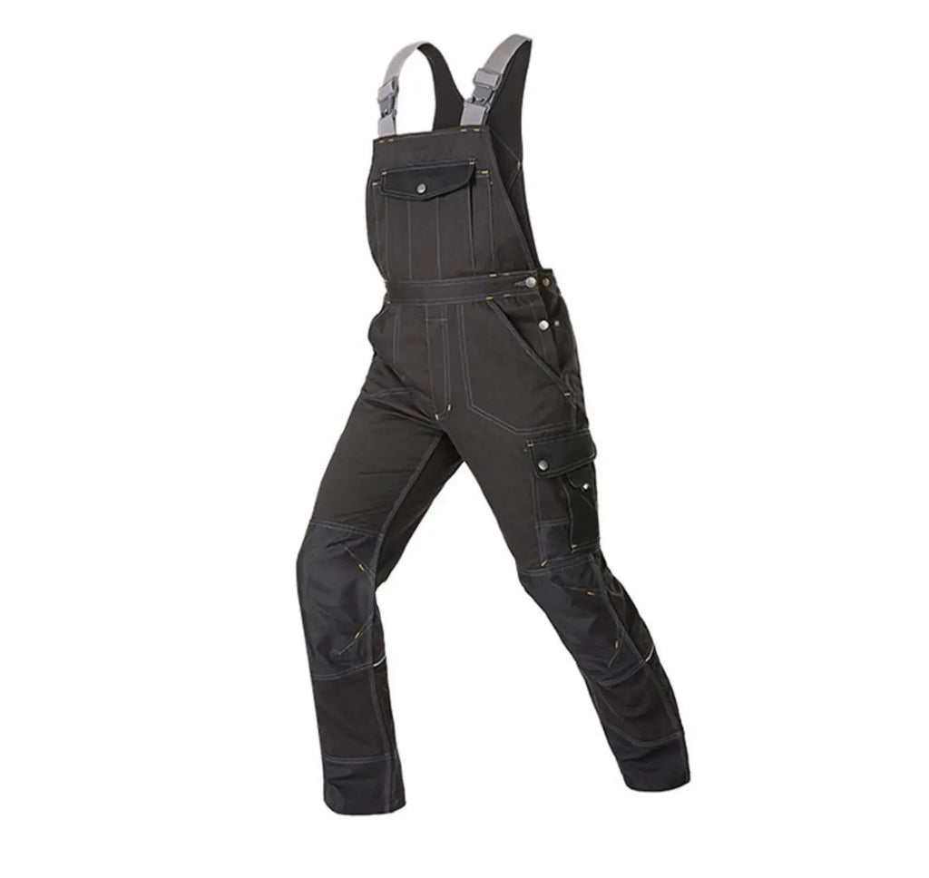 Atlas Men's Heavy-Duty Work Bib Overalls-Men's Overalls-CAMOUFIT-Black-S-Camoufit
