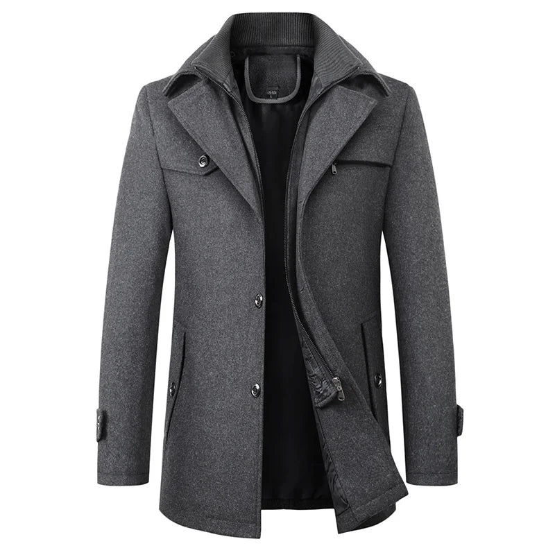Figueral | Men's Winter Coat | Elegant Stand Collar | Warm & Stylish for Business