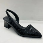 Vessia | Slingback Heels for Women - Pointed Toe Block Heel Regular Everyday Comfort Fit-Pointed Heels-Black-4-Camoufit