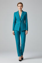 Céllia | Blazer Set for Women - One Button Straight Trousers Tailored Elegant Refined Fit-Women's Two Piece Sets-Blue-S-Camoufit