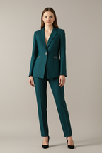 Céllia | Blazer Set for Women - One Button Straight Trousers Tailored Elegant Refined Fit-Women's Two Piece Sets-Teal-S-Camoufit