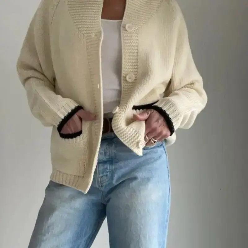 Velina | Women's Shawl Collar Cardigan with Sailboat Print Y2K V Neck Button Down Knit Jumper-Womens' Cardigan-Martini-S-