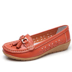 Women's Slip-On Loafers Moccasins with Tassel Detail Hollow Out Casual Wedge Flats-Women's Flats-Orange-3-