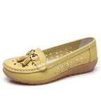 Women's Slip-On Loafers Moccasins with Tassel Detail Hollow Out Casual Wedge Flats-Women's Flats-Light Green-3-