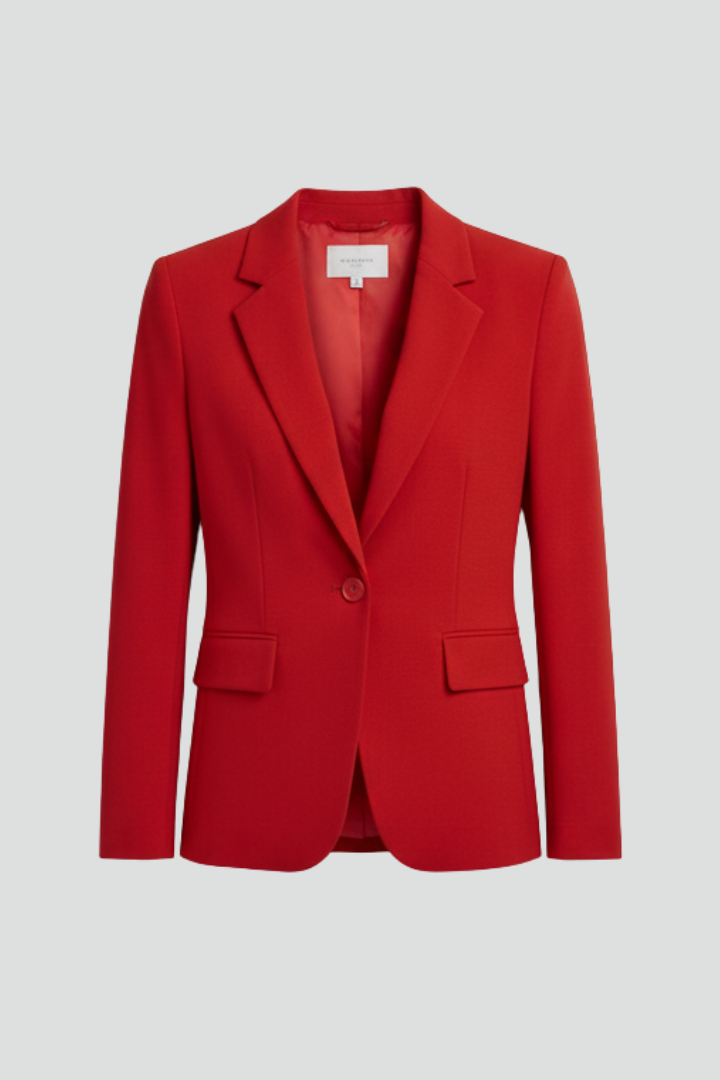 Zayelle | Blazer for Women - Notched Lapel Single Button Tailored Elegant Refined Fit-Women's Blazer-Red-S-Camoufit