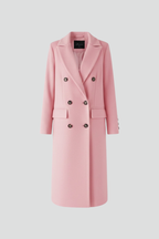 Elunara | Long Coat for Women - Lapel Collar Button Closure Flap Pocket Elegant Regular Fit-Women's Jacket-Pink-S-Camoufit