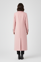 Elunara | Long Coat for Women - Lapel Collar Button Closure Flap Pocket Elegant Regular Fit-Women's Jacket-Pink-S-Camoufit