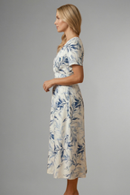 Malira | Midi Dress for Women - V Neck Floral Short Sleeve A Line Flattering Fit-Midi Dresses-S-Camoufit