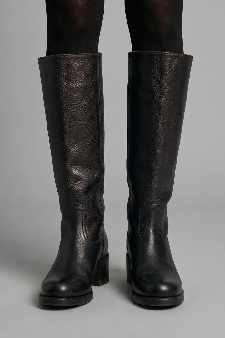Nayelle | Boots for Women - Mid Calf Round Toe Block Heel Pull On Cushioned Comfort Fit-Women's High Boots-Black-3-Camoufit