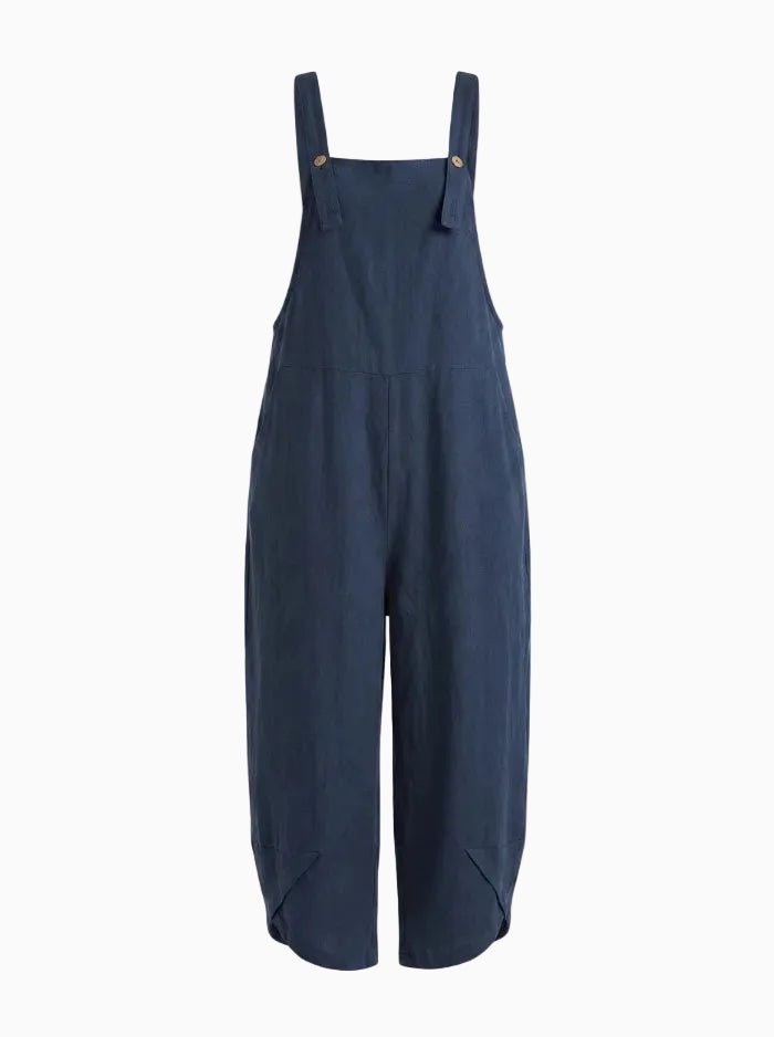 Women's Buttoned Overalls Casual Jumpsuit-Jumpsuits & Overalls-CAMOUFIT-Navy Blue-M-Camoufit