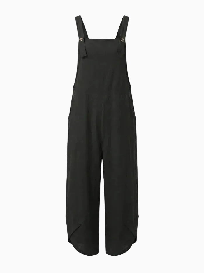 Women's Buttoned Overalls Casual Jumpsuit-Jumpsuits & Overalls-CAMOUFIT-Navy Blue-M-Camoufit