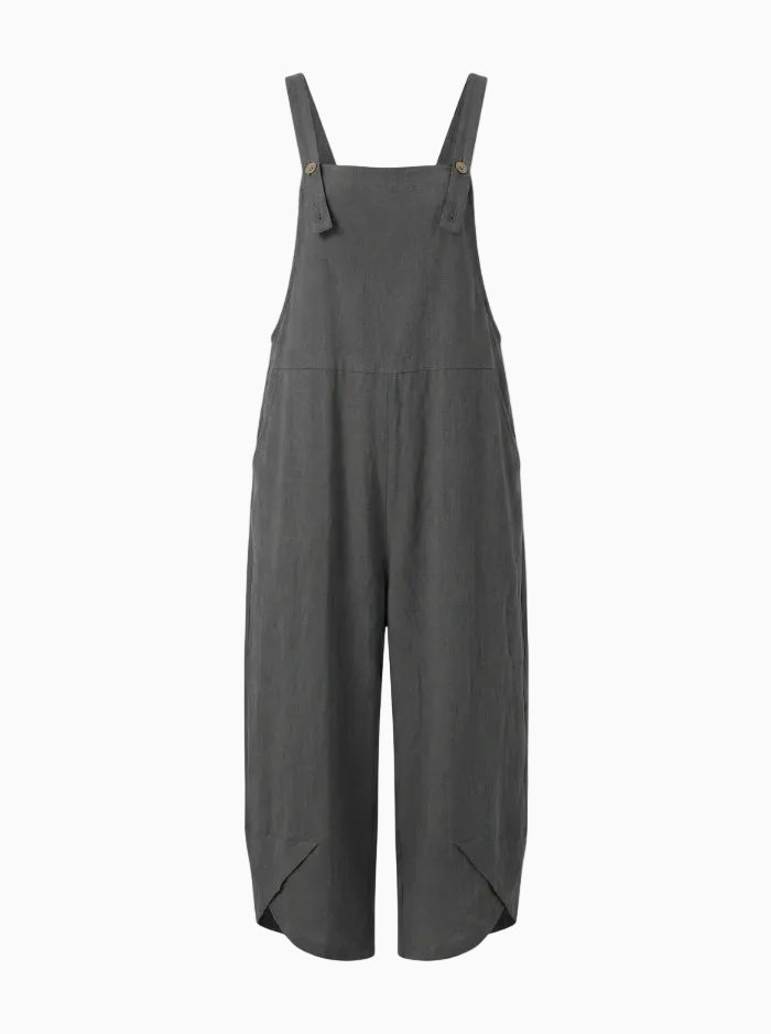 Women's Buttoned Overalls Casual Jumpsuit-Jumpsuits & Overalls-CAMOUFIT-Navy Blue-M-Camoufit