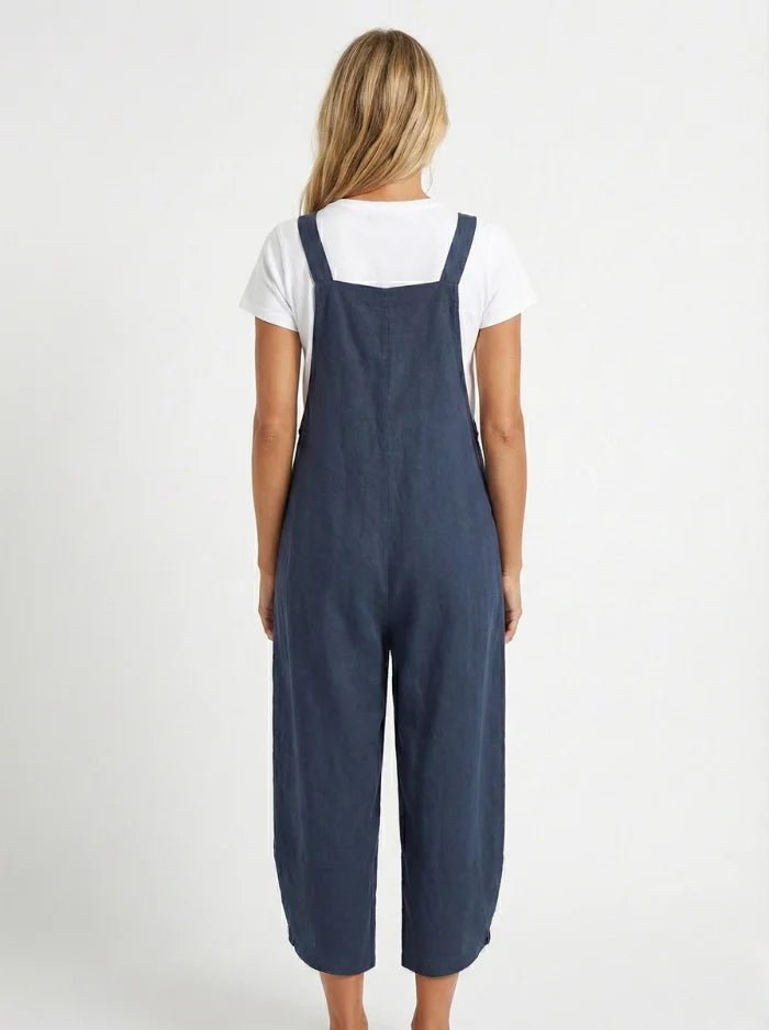 Women's Buttoned Overalls Casual Jumpsuit-Jumpsuits & Overalls-CAMOUFIT-Navy Blue-M-Camoufit
