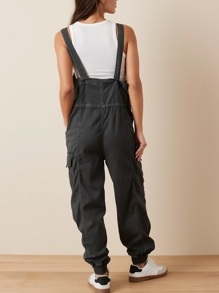 Women's Cargo Overalls Cotton Drape Baggy Style 1