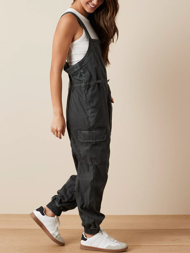 Women's Cargo Overalls Cotton Drape Baggy Style 2