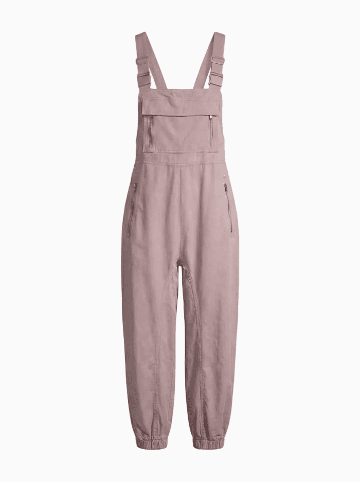 Women's Cargo Overalls With Zippered Pockets-Jumpsuits & Overalls-CAMOUFIT-Light Pink-S-Camoufit
