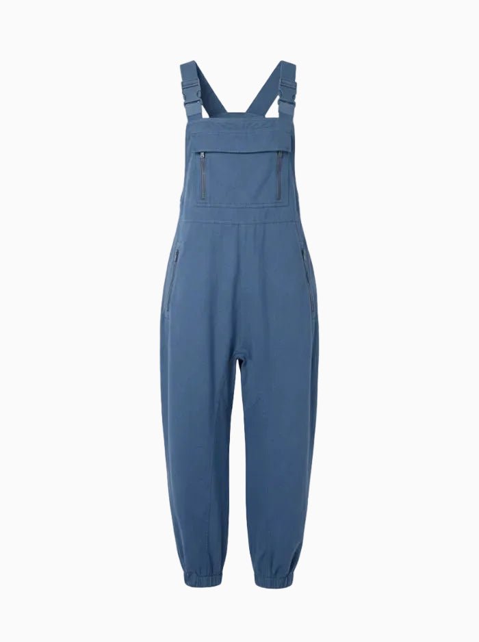 Women's Cargo Overalls With Zippered Pockets-Jumpsuits & Overalls-CAMOUFIT-Blue-S-Camoufit