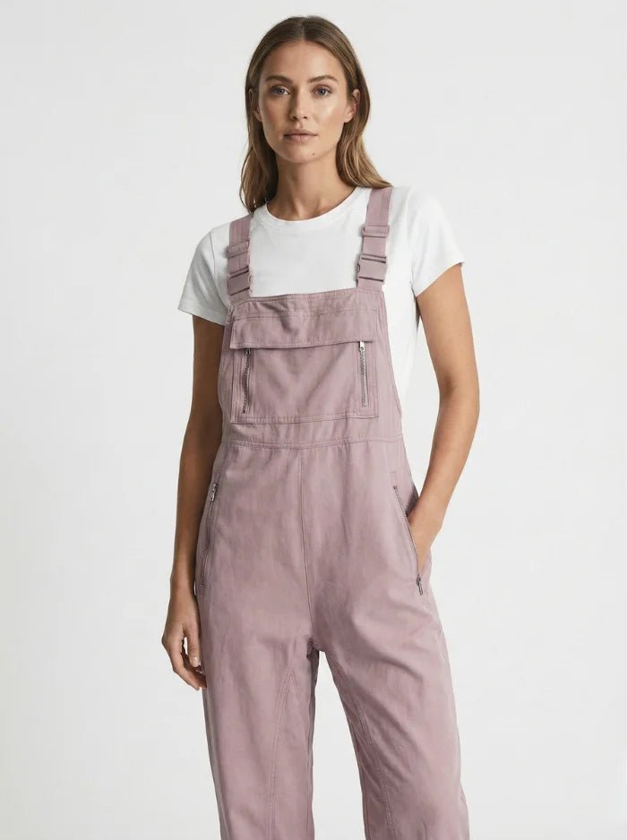 Women's Cargo Overalls With Zippered Pockets-Jumpsuits & Overalls-CAMOUFIT-Light Pink-S-Camoufit