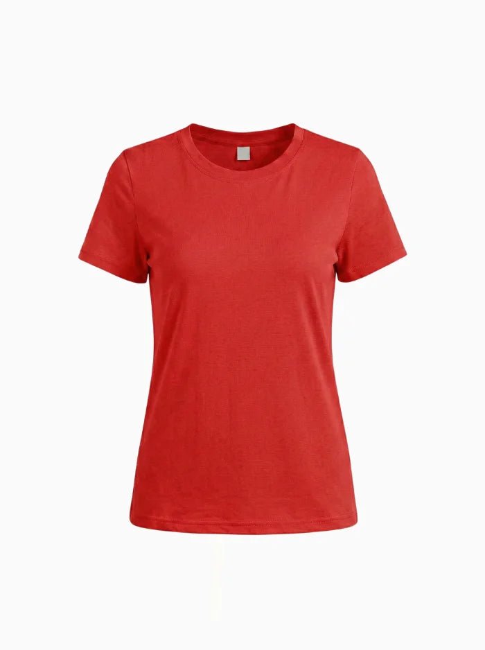 Women’s Classic Cotton Crew Neck T-Shirt-Women's T-shirt-CAMOUFIT-Red-S-Camoufit