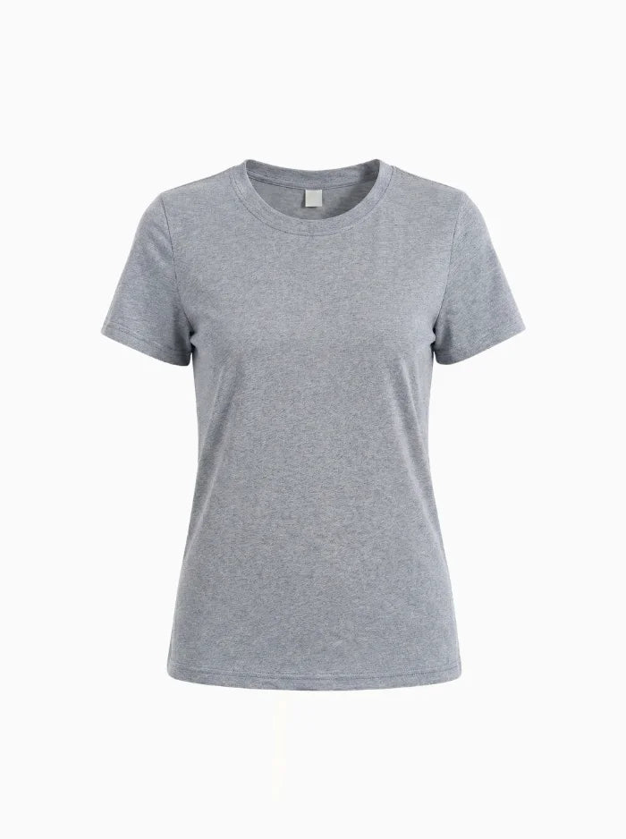 Women’s Classic Cotton Crew Neck T-Shirt-Women's T-shirt-CAMOUFIT-Light Grey-S-Camoufit