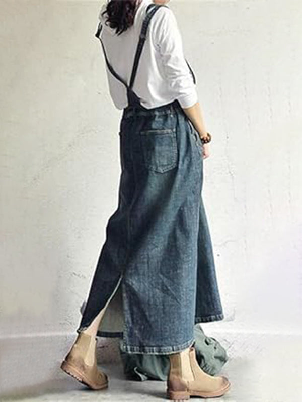 Women's Denim Overall Dress Cotton Vintage-Inspired 3