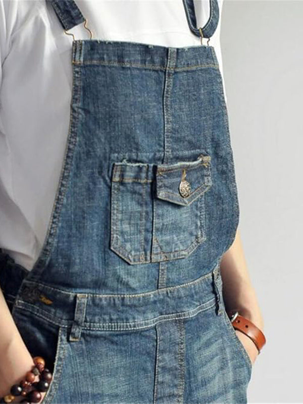 Women's Denim Overall Dress Cotton Vintage-Inspired 4