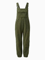 Women's Fleece Thermal Overalls With Zippered Pockets-Jumpsuits & Overalls-CAMOUFIT-Khaki-S-Camoufit