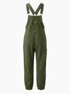 Women's Fleece Thermal Overalls With Zippered Pockets-Jumpsuits & Overalls-CAMOUFIT-Khaki-S-Camoufit