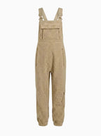 Women's Fleece Thermal Overalls With Zippered Pockets-Jumpsuits & Overalls-CAMOUFIT-Khaki-S-Camoufit