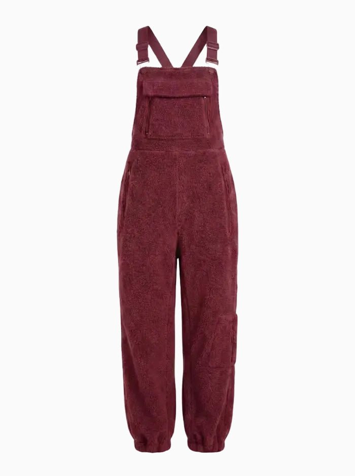 Women's Fleece Thermal Overalls With Zippered Pockets-Jumpsuits & Overalls-CAMOUFIT-Khaki-S-Camoufit