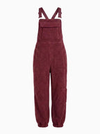 Women's Fleece Thermal Overalls With Zippered Pockets-Jumpsuits & Overalls-CAMOUFIT-Khaki-S-Camoufit