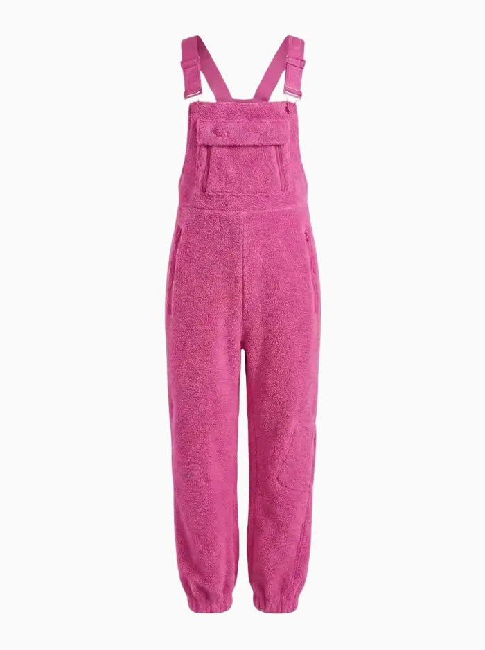 Women's Fleece Thermal Overalls With Zippered Pockets-Jumpsuits & Overalls-CAMOUFIT-Khaki-S-Camoufit