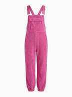 Women's Fleece Thermal Overalls With Zippered Pockets-Jumpsuits & Overalls-CAMOUFIT-Khaki-S-Camoufit