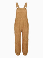 Women's Fleece Thermal Overalls With Zippered Pockets-Jumpsuits & Overalls-CAMOUFIT-Khaki-S-Camoufit