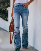Rosavie | Floral Jeans for Women – Cotton Blend Relaxed Fit-Women's Jeans-Butterfly-S-Camoufit