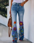 Rosavie | Floral Jeans for Women – Cotton Blend Relaxed Fit-Women's Jeans-Summer Flowers-S-Camoufit