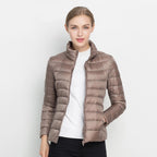 Clara Women's Lightweight Down Jacket - Waterproof Quilted Slim Fit-Puffer Jackets-Taupe-M-Camoufit