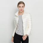 Clara Women's Lightweight Down Jacket - Waterproof Quilted Slim Fit-Puffer Jackets-White-M-Camoufit