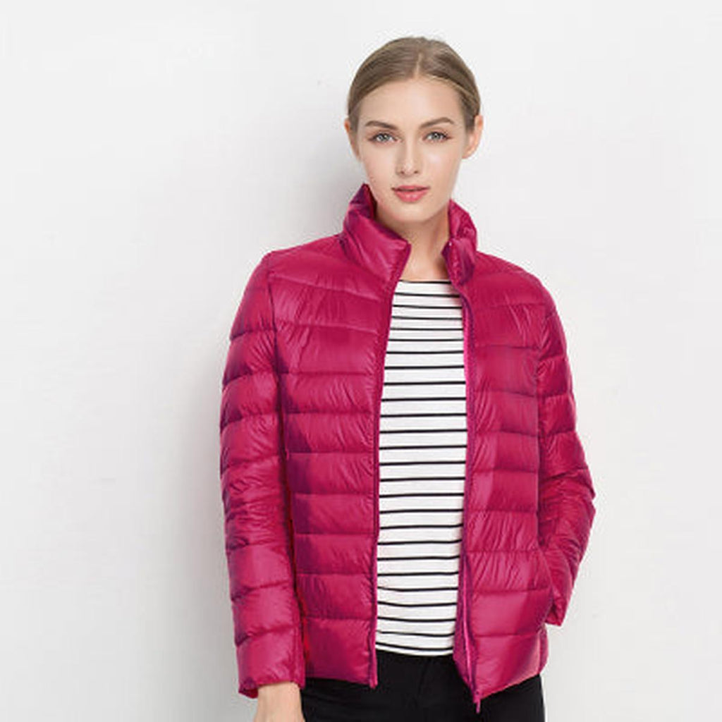 Clara Women's Lightweight Down Jacket - Waterproof Quilted Slim Fit-Puffer Jackets-Pink-M-Camoufit