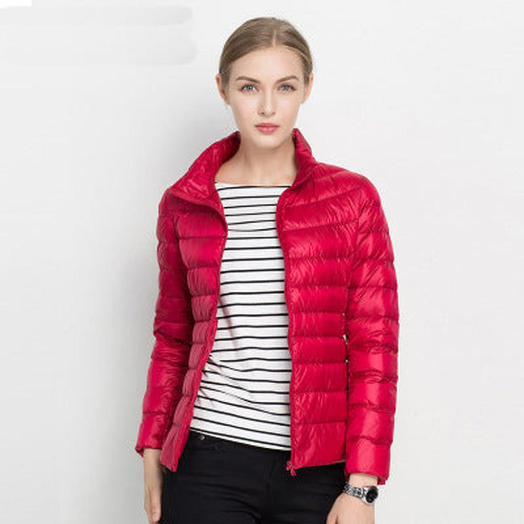 Clara Women's Lightweight Down Jacket - Waterproof Quilted Slim Fit-Puffer Jackets-Red-M-Camoufit