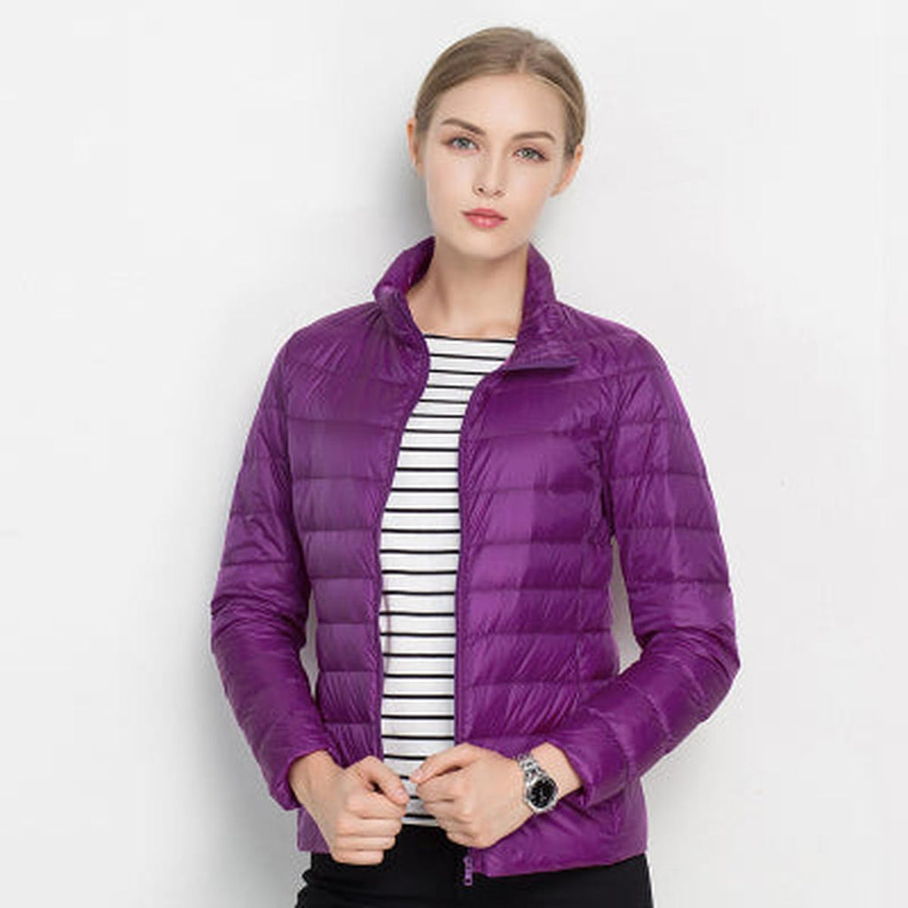 Clara Women's Lightweight Down Jacket - Waterproof Quilted Slim Fit-Puffer Jackets-Purple-M-Camoufit