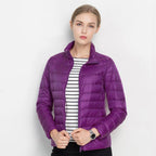 Clara Women's Lightweight Down Jacket - Waterproof Quilted Slim Fit-Puffer Jackets-Purple-M-Camoufit