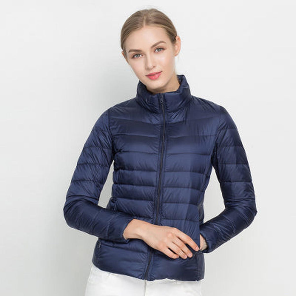 Clara Women's Lightweight Down Jacket - Waterproof Quilted Slim Fit-Puffer Jackets-Navy-M-Camoufit