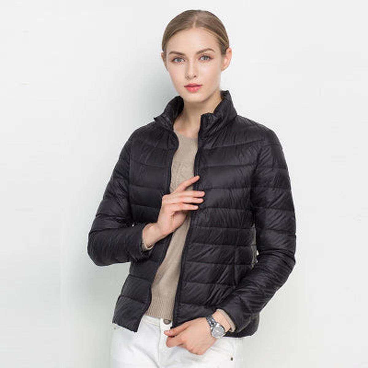 Clara Women's Lightweight Down Jacket - Waterproof Quilted Slim Fit-Puffer Jackets-Black-M-Camoufit