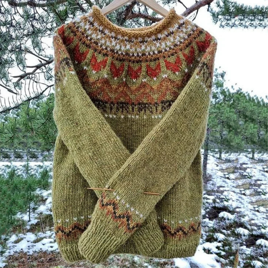 Mara | Winter Warm Sweater Women Crew Neck Comfort Fit-Women's Knitted Sweater-Green-2XS-Camoufit