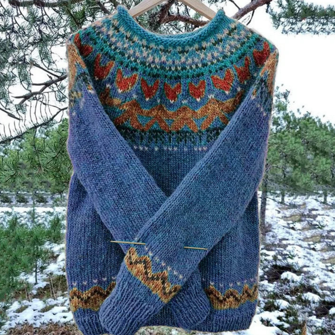 Mara | Winter Warm Sweater Women Crew Neck Comfort Fit-Women's Knitted Sweater-Blue-2XS-Camoufit