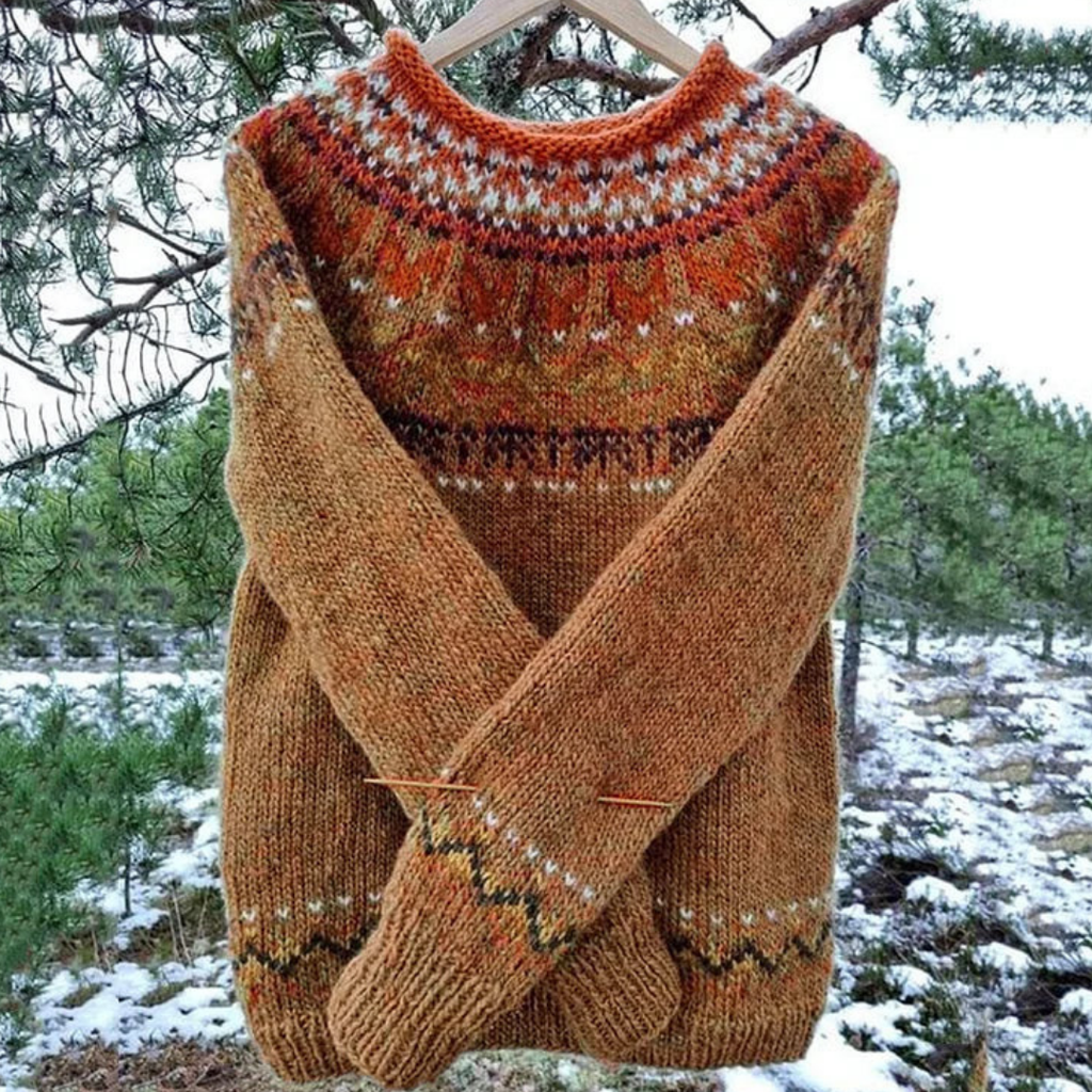 Mara | Winter Warm Sweater Women Crew Neck Comfort Fit-Women's Knitted Sweater-Brown-2XS-Camoufit