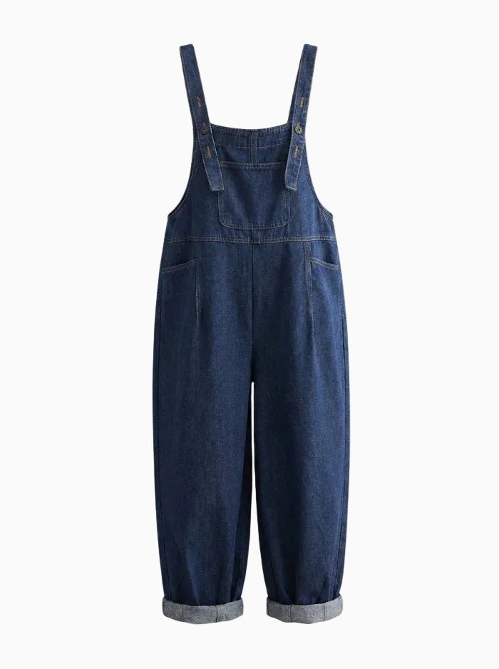 Women's Loose Multi-Pocket Denim Overalls-Jumpsuits & Overalls-CAMOUFIT-Blue-M-Camoufit