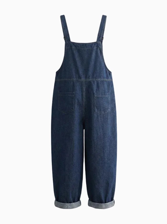 Women's Loose Multi-Pocket Denim Overalls-Jumpsuits & Overalls-CAMOUFIT-Blue-M-Camoufit